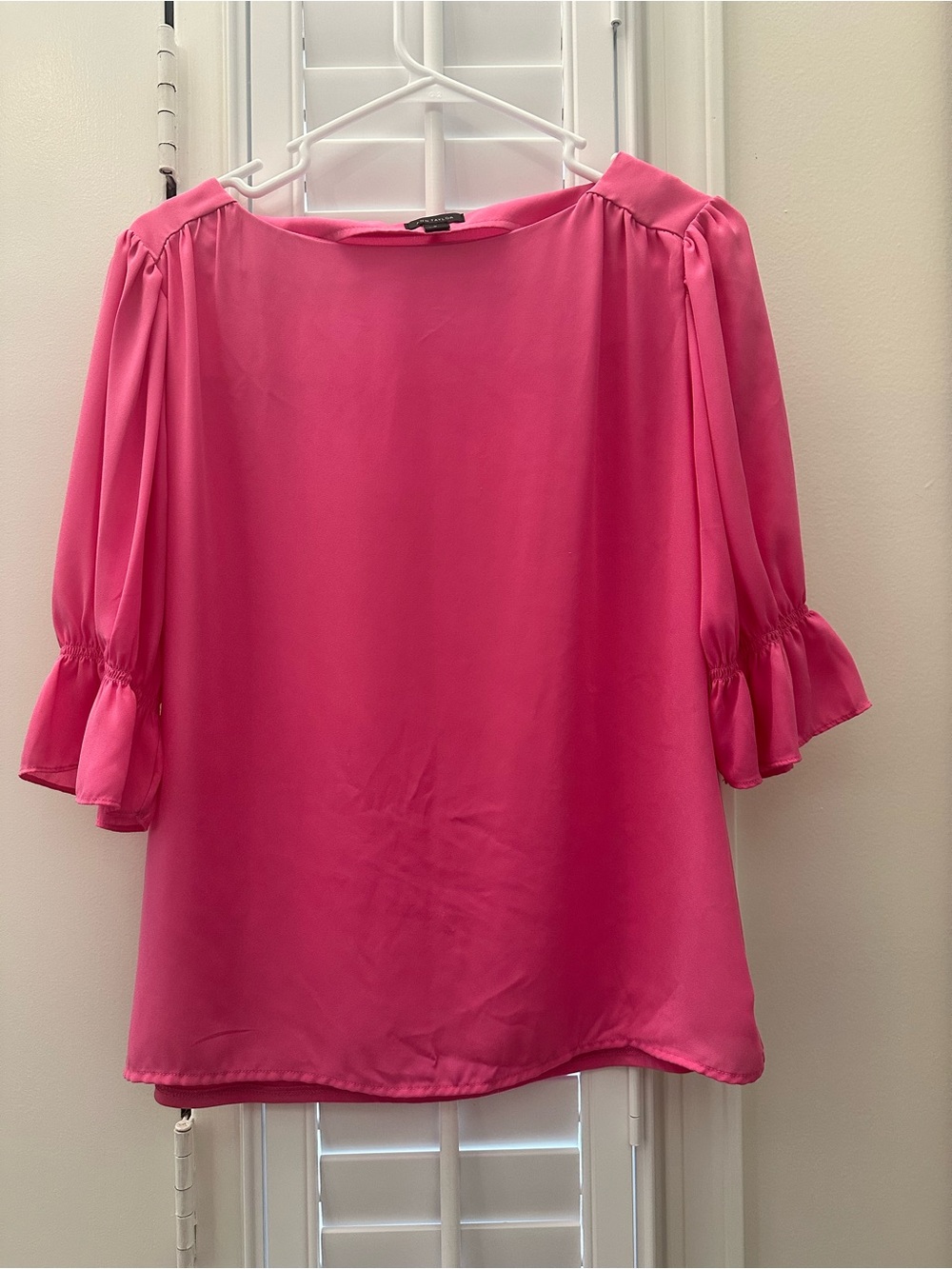 Ann Taylor Hot Pink Ruffled Sleeve Blouse